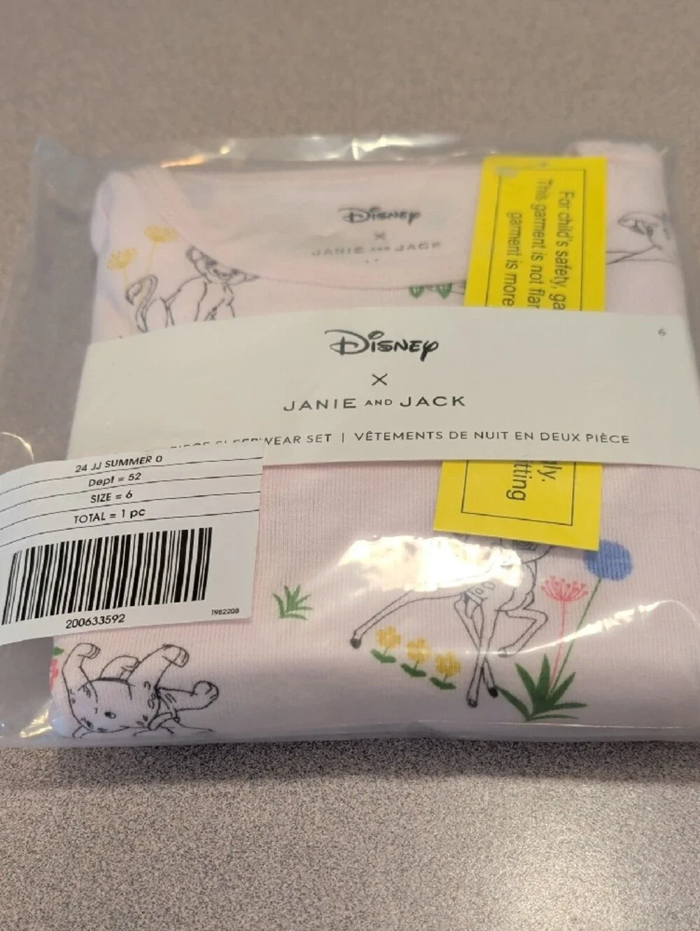 Janie & Jack Disney 2 piece Sleepwear Set 100% Cotton New with Tags